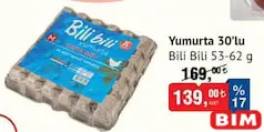 BİLİ BİLİ YUMURTA 53-62 G 30'LU fiyat ve kampanya bilgisi